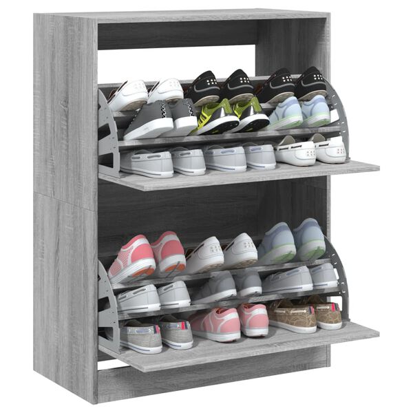 vidaXL Shoe Cabinet with 2 Flip-Drawers Grey Sonoma 80x42x108 cm