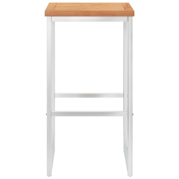 vidaXL Bar Chairs 2 pcs Solid Teak Wood and Stainless Steel