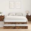 vidaXL Storage Bed Frame with Drawer Smoked Oak 135 cm Engineered Wood