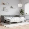 vidaXL Daybed with Trundle and Mattresses Light Grey 90x190 cm Fabric