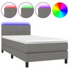 vidaXL Box Spring Bed with Mattress&LED Dark Grey 80x200cm Fabric