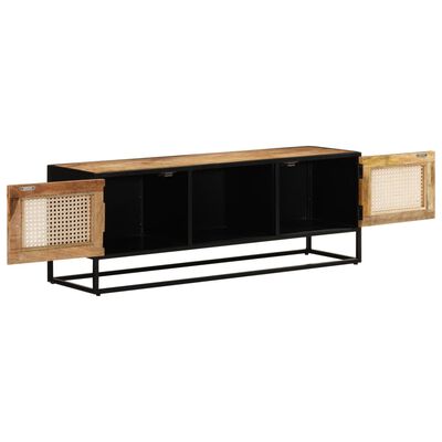 vidaXL TV Cabinet 110x30x40 cm Solid Rough Wood Mango&Iron
