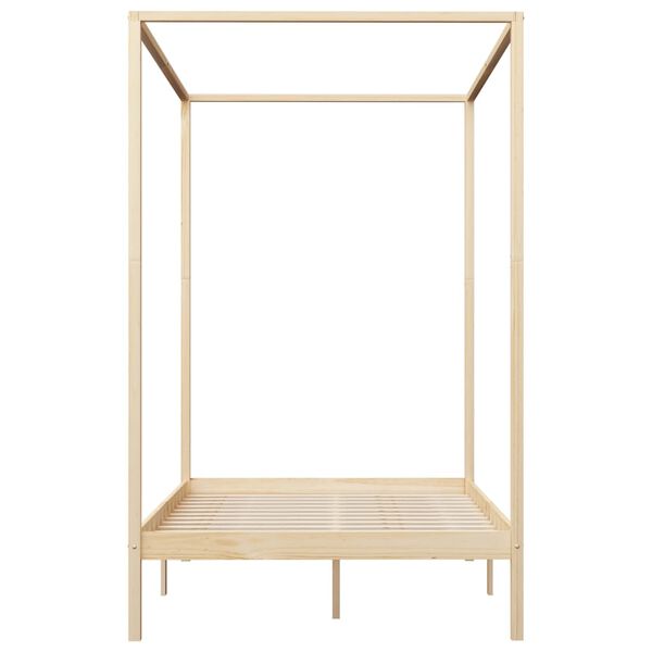 vidaXL Canopy Bed Frame without Mattress Solid Pine Wood 140x200 cm