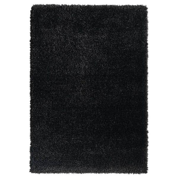 vidaXL High Pile Shaggy Rug Black 140x200 cm 50 mm