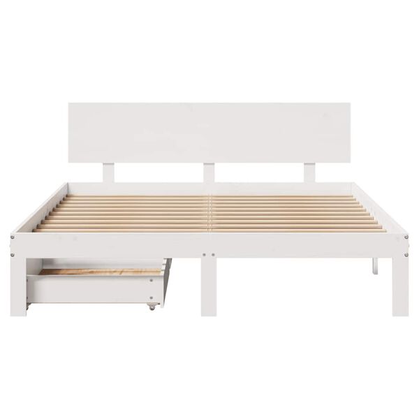 vidaXL Bed Frame with Drawers without Mattress White 140x190 cm