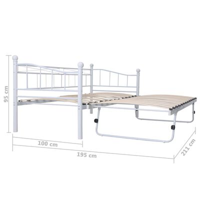 vidaXL Bed Frame White Steel 180x200/90x200 cm Double