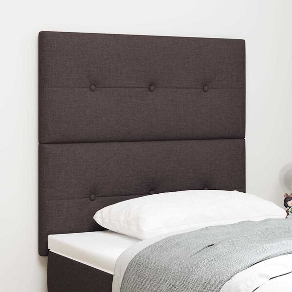 vidaXL LED Headboard with LED Strip Lights Dark Brown 80 cm Fabric