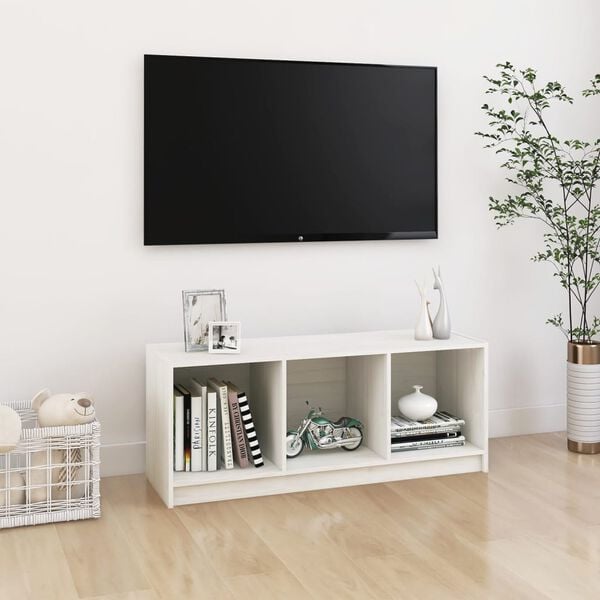 vidaXL TV Cabinet White 104x33x41 cm Solid Pinewood