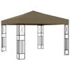 vidaXL Gazebo with LED String Lights 3x3 m Taupe Fabric