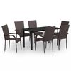 vidaXL 7 Piece Outdoor Dining Set Brown and Black
