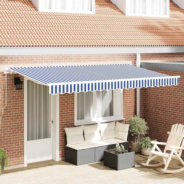 vidaXL Retractable Awning Manual Blue 350 x 200 cm Fabric