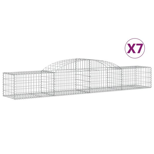 vidaXL Arched Gabion Baskets 7 pcs 300x50x40/60 cm Galvanised Iron