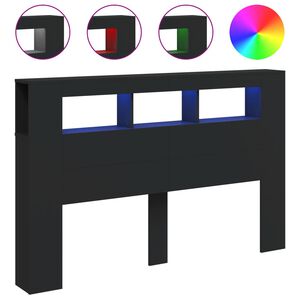vidaXL LED Headboard Black 160x18,5x103,5 cm Engineered Wood