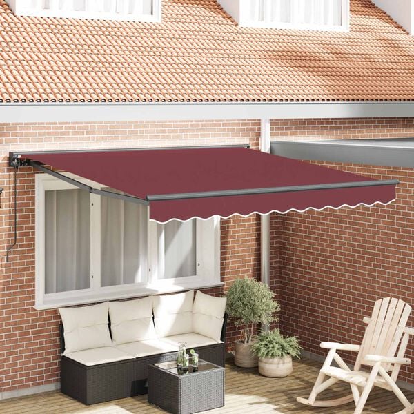 vidaXL Retractable Awning Burgundy 300 x 250 cm Aluminium and Fabric