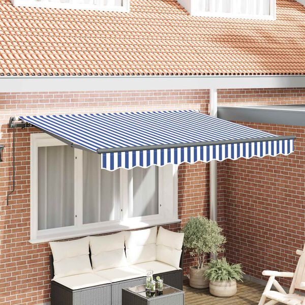 vidaXL Retractable Awning Blue and White 250 x 200 cm