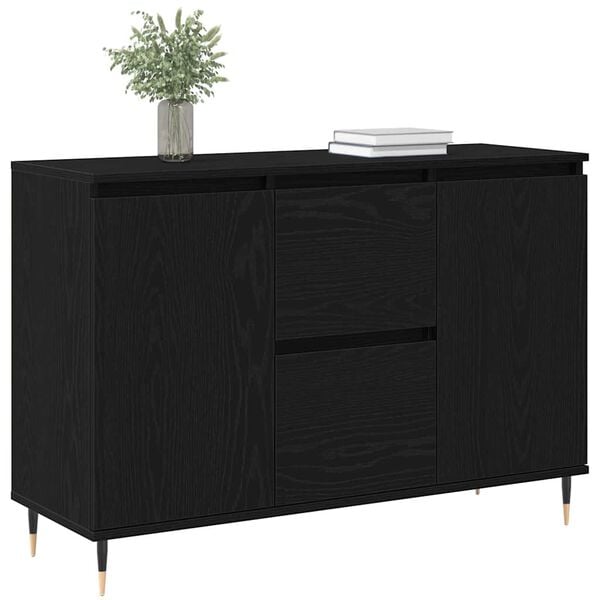 vidaXL Sideboard Black oak 101.5 x 35 x 70 cm Engineered wood