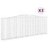 vidaXL Arched Gabion Baskets 3 pcs 400x30x140/160 cm Galvanised Iron