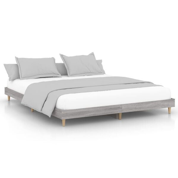 vidaXL Bed Frame without Mattress Grey Sonoma 200x200 cm Engineered Wood