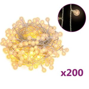 vidaXL Globe Fairy String Lights 20m 200 LED Warm White 8 Function