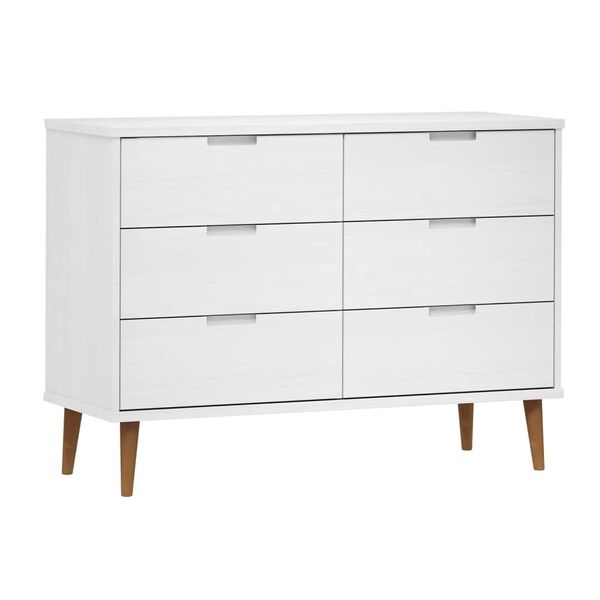 vidaXL Drawer Cabinet MOLDE White 113x40x80 cm Solid Wood Pine
