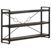 vidaXL 3-Tier Bookcase Black 140x30x80 cm Solid Mango Wood