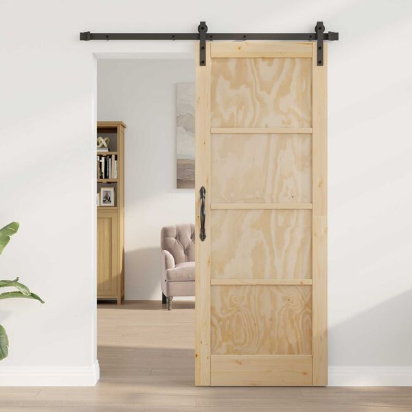 vidaXL Sliding Door Brown 78 x 202 cm Solid Pine Wood