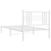 vidaXL Metal Bed Frame without Mattress with Headboard White 107x203cm