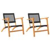 vidaXL Garden Chairs 2 pcs Black Poly Rattan and Acacia Wood