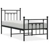 vidaXL Metal Bed Frame without Mattress with Footboard Black 75x190cm