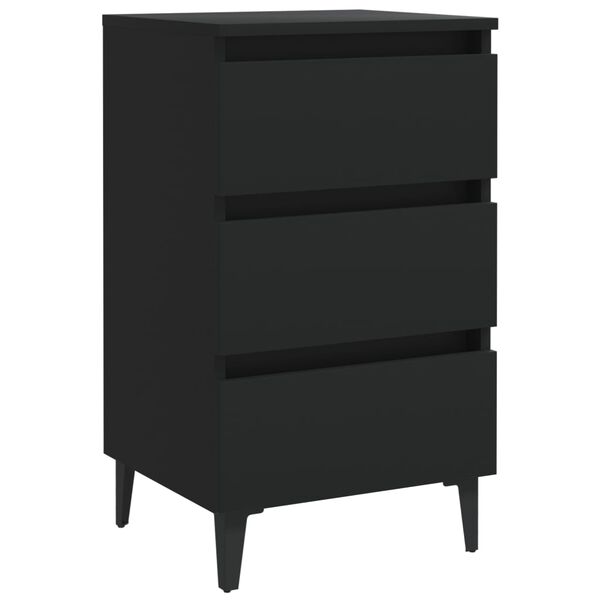 vidaXL Bed Cabinet with Metal Legs Black 40x35x69 cm