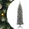 vidaXL Artificial Slim Christmas Tree Green and White 210 cm