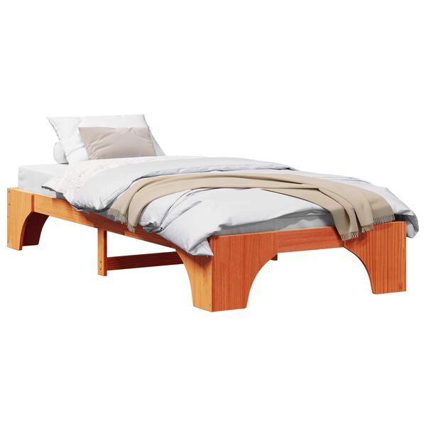 vidaXL Bed Frame Wax Brown 75 x 190 cm Solid Pine Wood