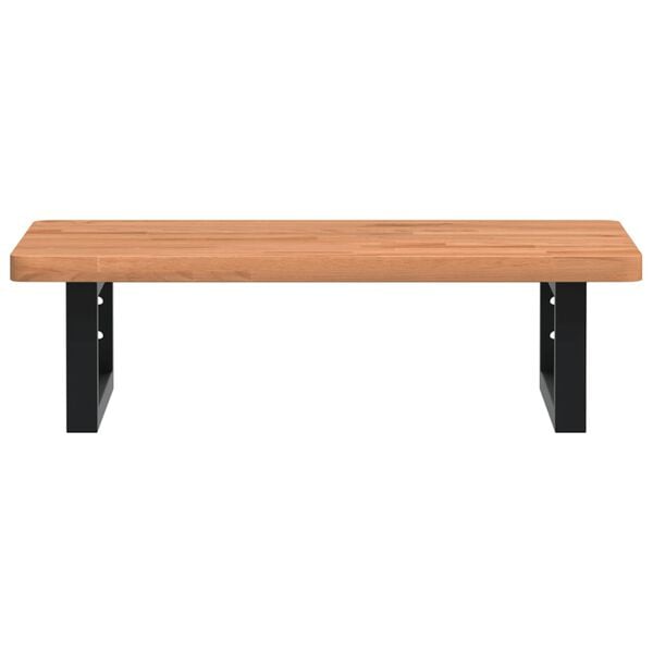 vidaXL Basin Shelf Wall Mounted Steel and Solid Wood Beech