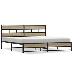 vidaXL Metal Bed Frame without Mattress Sonoma Oak 180x200 cm Super King