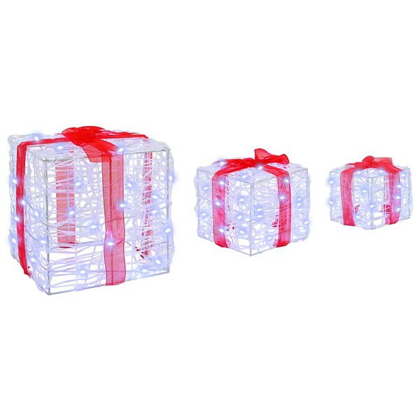 vidaXL Gift Box with 60 LEDs 3 pcs Cold white 20 x 20 x 20 cm Acrylic
