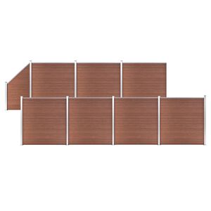 vidaXL WPC Fence Set 7 Square + 1 Slanted 1311x186 cm Brown
