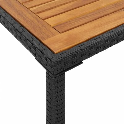 vidaXL Garden Table with Acacia Wood Top Black 115x54x74 cm Poly Rattan