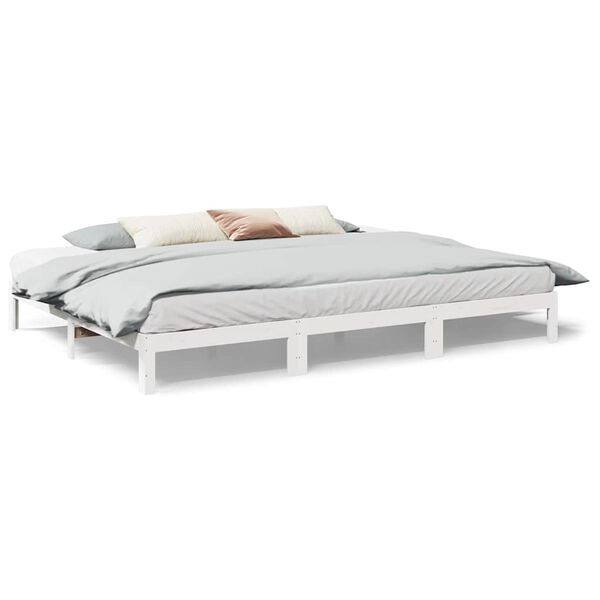 vidaXL Family Bed Frame No Mattress White 240x200 cm Solid Wood Pine