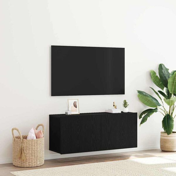 vidaXL TV Cabinet Set Black Oak 100 x 30 x 41 cm Engineered Wood