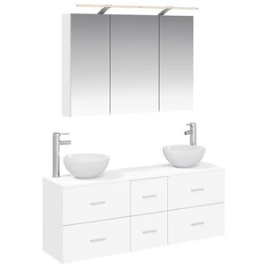 vidaXL Bathroom Furniture Set 4 pcs White Engineered Wood and Glass