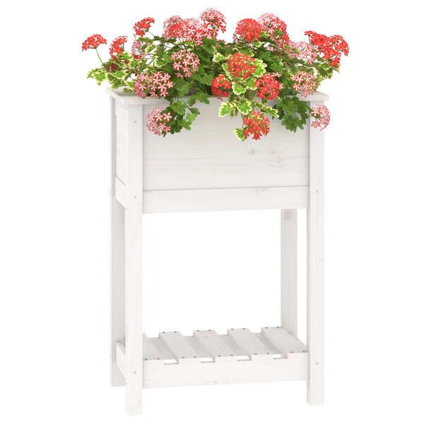 vidaXL Planter with Shelf White 54x34.5x81 cm Solid Wood Pine