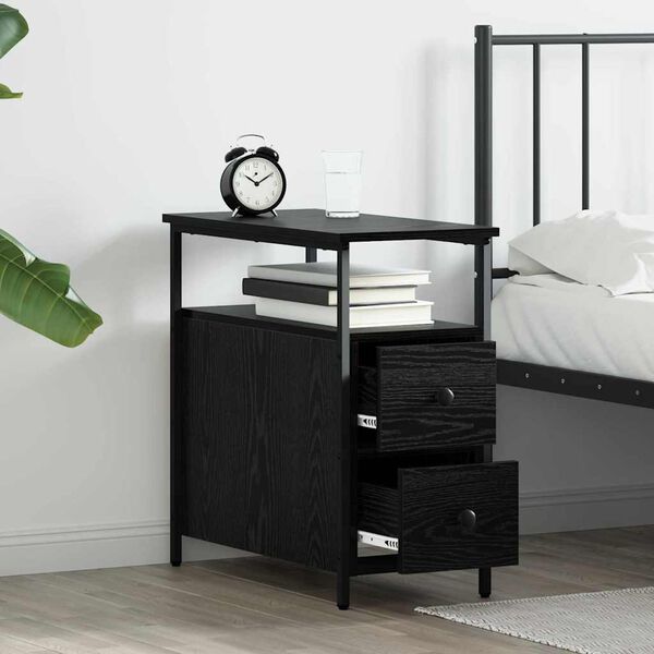 vidaXL Bedside Cabinet 2 pcs Black oak 30 x 60 x 60 cm Engineered wood