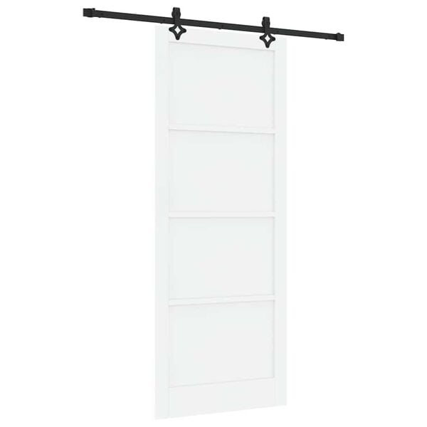 vidaXL Sliding Door White and Black 93 x 232 cm Solid Pine Wood