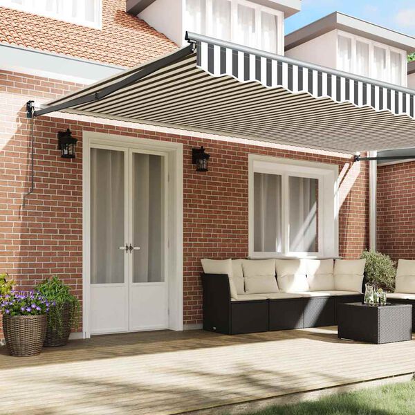 vidaXL Retractable Awning Anthracite and White 5x3 m Fabric&Aluminium
