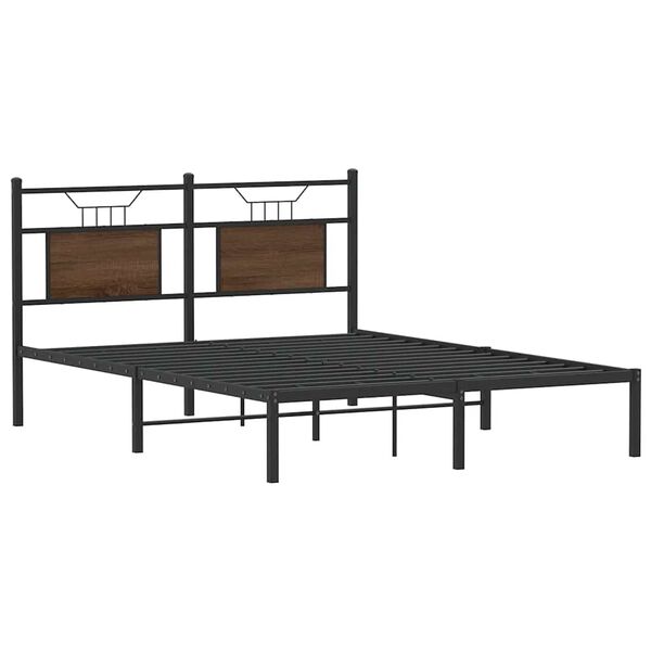 vidaXL Bed Frame without Mattress Brown Oak 150x200 cm King Size Engineered Wood