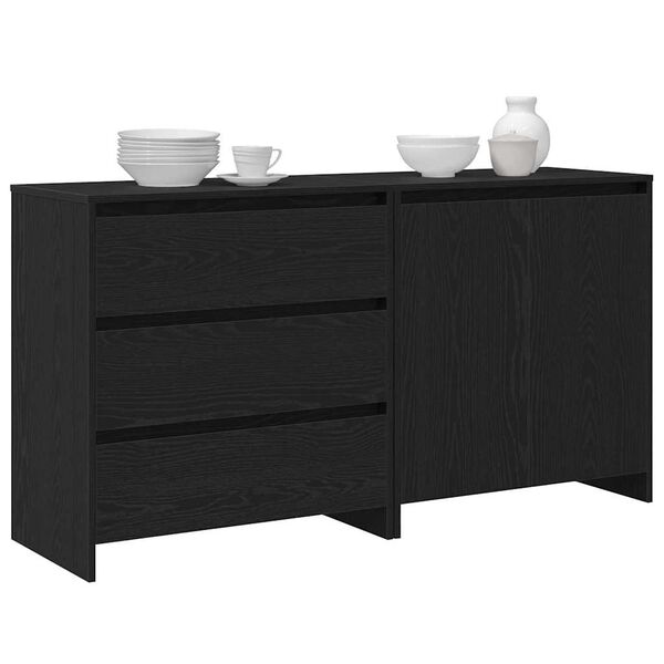 vidaXL Sideboard 2 pcs Black 70 x 41 x 75 cm Engineered Wood