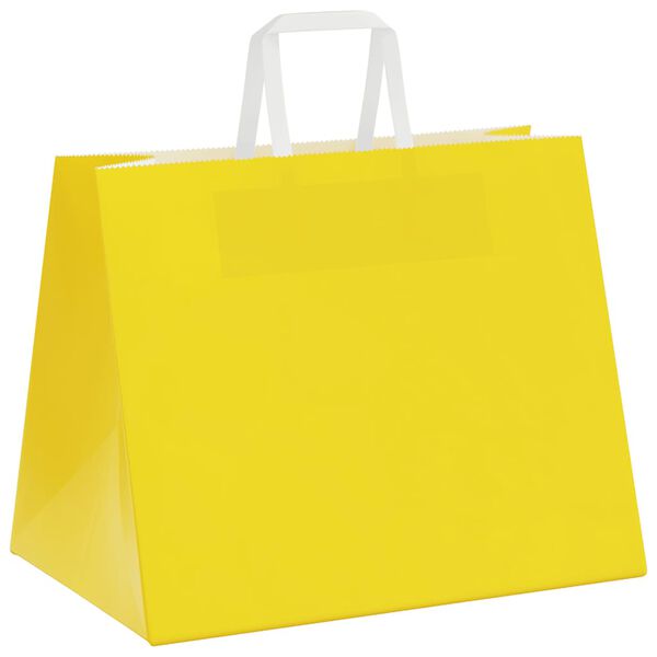 vidaXL Paper Bags 50 pcs with Handles Yellow 32x22x24 cm