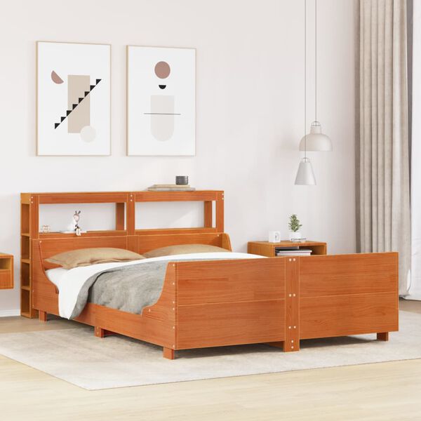 vidaXL Bed Frame without Mattress Wax Brown 140x200 cm Solid Wood Pine