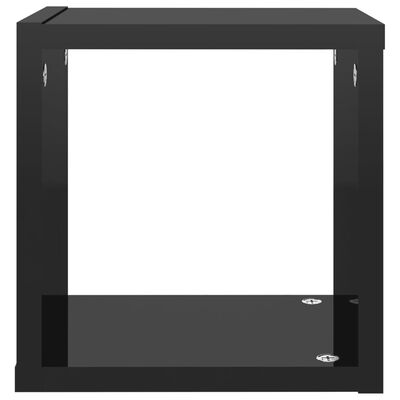 vidaXL Wall Cube Shelves 4 pcs High Gloss Black 22x15x22 cm