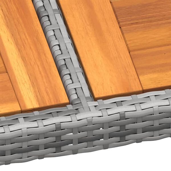 vidaXL Garden Table 150x90x75 cm Acacia Wood and Poly Rattan Grey